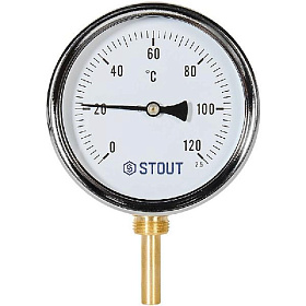 STOUT Термометр РАДИАЛЬНЫЙ биметалл. Dn 100 мм, гильза 50 мм 1/2 , 0...120°С