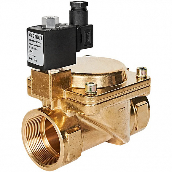 STOUT Клапан электромагнитный, непрямого (пилотного) действия, 2" 220В (нормально открытый)