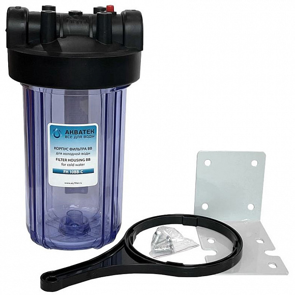 Фильтр для воды магистр. АКВАТЕК Big Blue 10" (прозрачный), латунные вставки