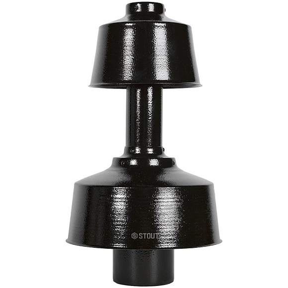 STOUT Оголовок конденсационный D60/100 с ветрозащитой D60/100 (п-п) ЧЕРНЫЙ широкий 