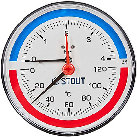 STOUT Термоманометр аксиальный Dn 100 4 бар, 1/2", 0-120°С