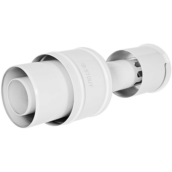STOUT Оголовок вертикальный с ветрозащитой D60/100 мм (п-п) БЕЛЫЙ узкий