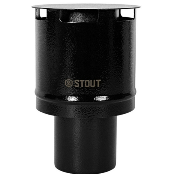 STOUT Оголовок вертикальный кондесационный с ветрозащитой D80 (п) ЧЕРНЫЙ узкий