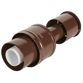 STOUT Оголовок вертикальный с ветрозащитой D60/100 мм (п-п) КОРИЧНЕВЫЙ узкий