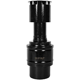 STOUT Оголовок вертикальный с ветрозащитой D60/100 мм (п-п) ЧЕРНЫЙ узкий