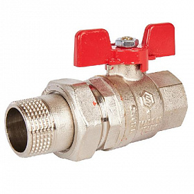 STOUT Кран шаровой с американкой, ВР/НР, ручка бабочка 1" (EPDM)