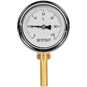 STOUT Термометр РАДИАЛЬНЫЙ биметалл. Dn 63 мм, гильза 50 мм 1/2", 0...120°С