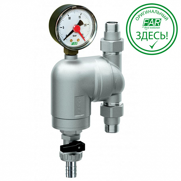 FAR Фильтр 100 мкм, с манометром, 1/2" НР-НР