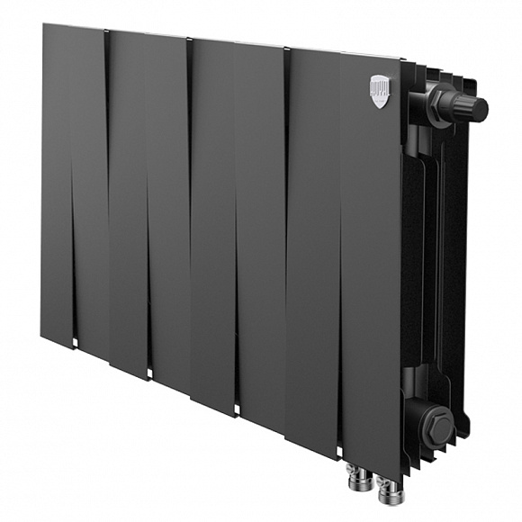Биметаллический радиатор Royal Thermo Pianoforte NOIR SABLE 300, 8 секций (нижнее подключение)