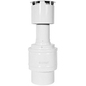 STOUT Оголовок конденсационный D60/100 с ветрозащитой D60/100 (п-п) БЕЛЫЙ узкий