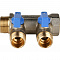 SMB 6201 341202 STOUT Коллектор с шаровыми кранами 3/4", 2 отвода 1/2" (синие ручки)
