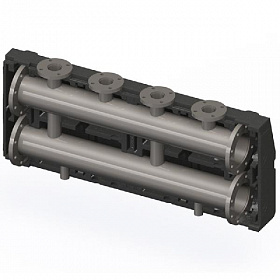 Распределительный коллектор DN 100 с фланцевыми отводами DN50, 2 контура, Q=33 м³/ч