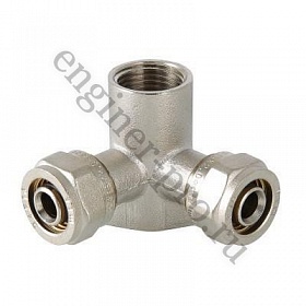 Угольник обжимной установочный 16х1/2" ВР (проходная водорозетка), для металлопластиковой трубы