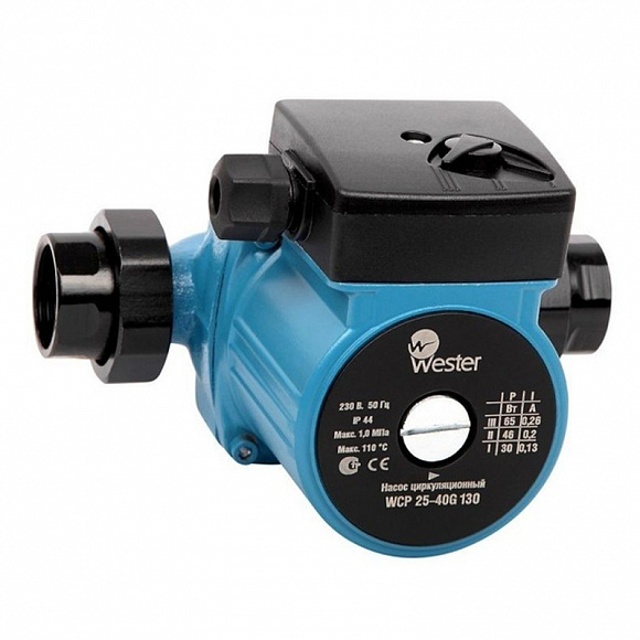 Насос циркуляционный Wester WCP 25-40G 130 мм (с гайками) Насос циркуляционный Wester WCP 25-40G 130 мм (с гайками)