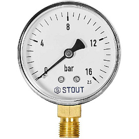 STOUT Манометр радиальный. Корпус Dn 63 мм 1/4 , 0...16 бар
