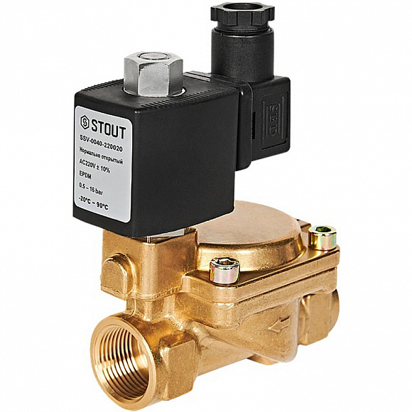 STOUT Клапан электромагнитный, непрямого (пилотного) действия, 3/4" 220В (нормально открытый)