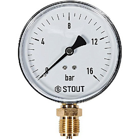 STOUT Манометр радиальный. Корпус Dn 100 мм 1/2 , 0…16 бар