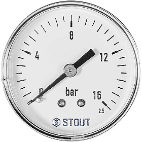 STOUT Манометр аксиальный. Корпус Dn 50 мм 1/4 , 0...16 бар