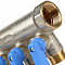 SMB 6201 341204 STOUT Коллектор с шаровыми кранами 3/4", 4 отвода 1/2" (синие ручки)
