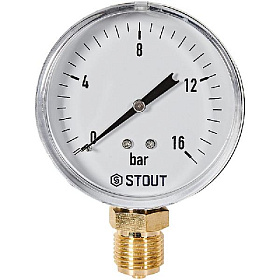 STOUT Манометр радиальный. Корпус Dn 80 мм 1/2 , 0...16 бар