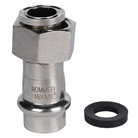 ROMMER Пресс муфта с накидной гайкой из нерж. стали 15х1/2