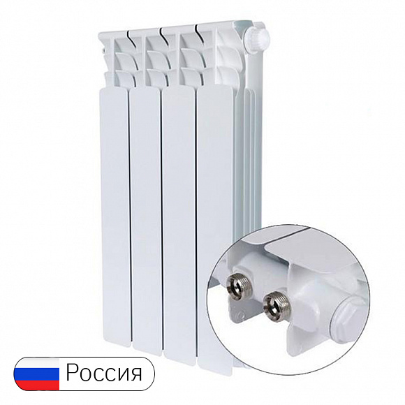 Биметаллический радиатор STOUT SPACE 500, 4 секции (нижнее правое подключение) Биметаллический радиатор STOUT SPACE 500, 4 секции (нижнее правое подключение)
