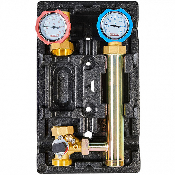 ROMMER Насосная группа с 3-х ходовым приводным смесителем 1" (в теплоизоляции) ЛЕВАЯ