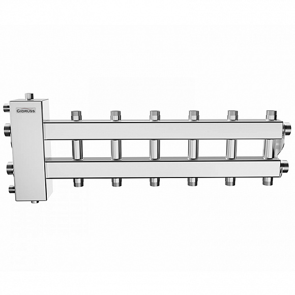 GIDRUSS Коллектор с гидрострелкой BMSS-100-7DU (до 100 кВт, вх. 1 1/4",  3+3+1 вых. 1 1/4")