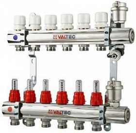 Коллекторная группа VALTEC VTc.596 латунная 3 выхода с расходомерами