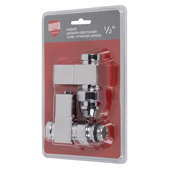Royal Thermo CUBE Комплект дизайн-вентилей 1/2" прямой (хром)