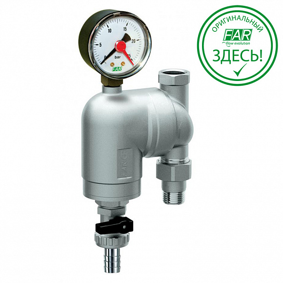 FAR Фильтр 100 мкм, с манометром, 1/2" ВР-НР