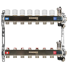 Коллекторная группа ROMMER RMS-3202 для радиаторной разводки 9 вых.(с воздухоотводч. и сливом)