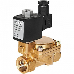 STOUT Клапан электромагнитный, непрямого (пилотного) действия, 3/4" 220В (нормально открытый)