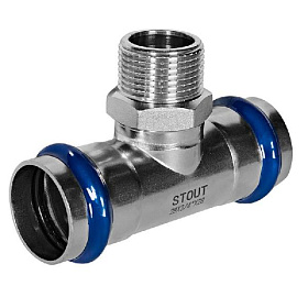 STOUT Пресс тройник из нерж. стали НР 28х3/4