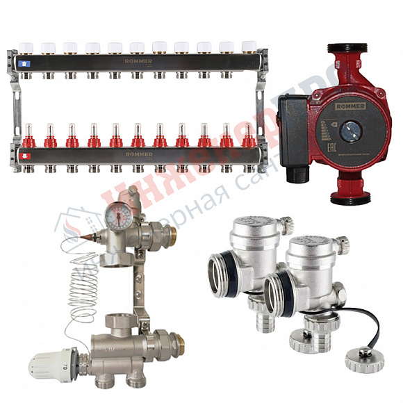 Комплект водяного теплого пола на 11вых. до 165м2 (Rommer RMS-1200)*