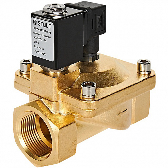 STOUT Клапан электромагнитный, непрямого (пилотного) действия, 1 1/4" 220В (нормально закрытый)