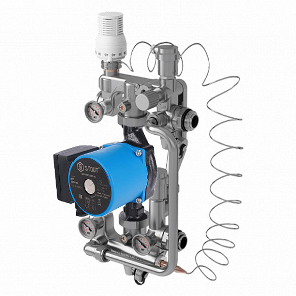 Смесительный узел для теплого Royal Thermo RoyalMix 1" с насосом STOUT 25/6