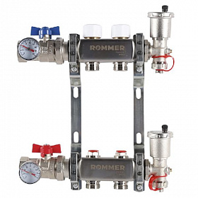 Коллекторная группа ROMMER из нерж. стали В СБОРЕ  без расходомеров 2 выхода