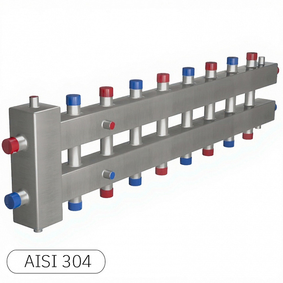 НЕРЖ Гирдравлический разделитель RISPA ГРУ+КМГ 9 выходов (100 квт)