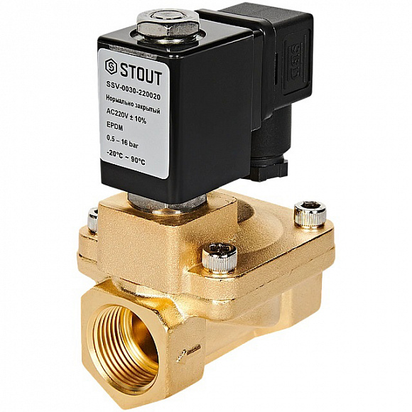 STOUT Клапан электромагнитный, непрямого (пилотного) действия, 3/4" 220В (нормально закрытый)