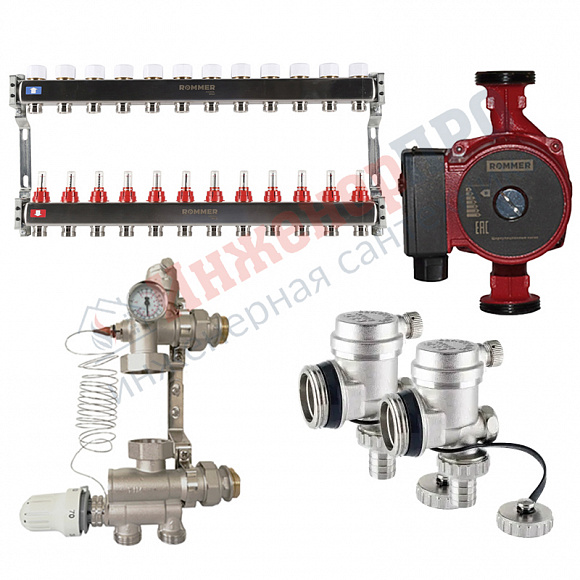 Комплект водяного теплого пола на 12вых. до 180м2 (Rommer RMS-1200)*