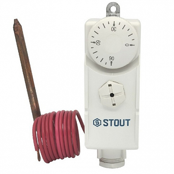 STOUT Термостат накладной механический с капиллярной трубкой 1 м и датчиком 0-90 °С