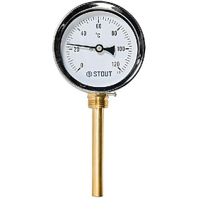 STOUT Термометр РАДИАЛЬНЫЙ биметалл. Dn 80 мм, гильза 100 мм 1/2 , 0...120°С