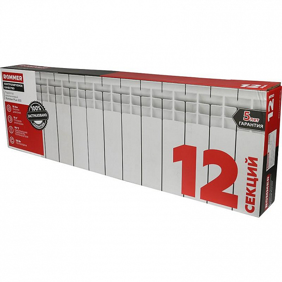 Алюминиевый радиатор ROMMER Plus 200/100, 12 секций Алюминиевый радиатор ROMMER Plus 200/100, 12 секций