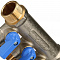 SMB 6201 011203 STOUT Коллектор с шаровыми кранами 1", 3 отвода 1/2" (синие ручки)