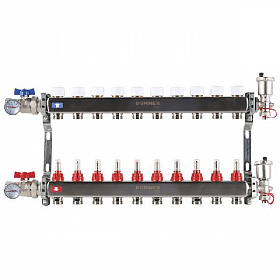 Коллекторная группа ROMMER из нерж. стали В СБОРЕ с расходомерами 10 выходов