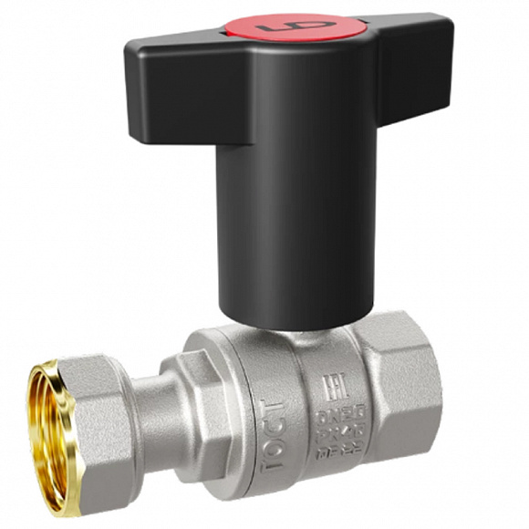 LD Pride Кран шаровый с накидной гайкой, бабочка 3/4х3/4 (с удлиненным штоком)