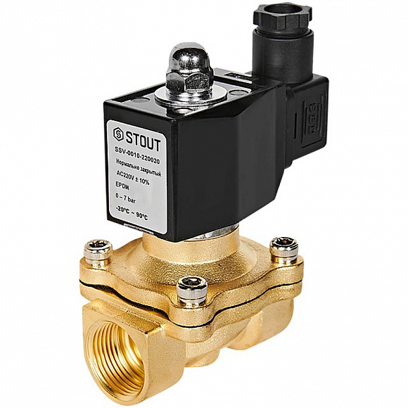 STOUT Клапан электромагнитный, прямого действия, 3/4" 220В (нормально закрытый)