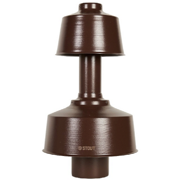 STOUT Оголовок вертикальный с ветрозащитой D60/100 мм (п-п) КОРИЧНЕВЫЙ широкий 