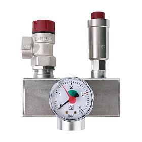 TIM Группа безопасности котла 3 бар, 1" (до 50 кВт) (Никилерованная)